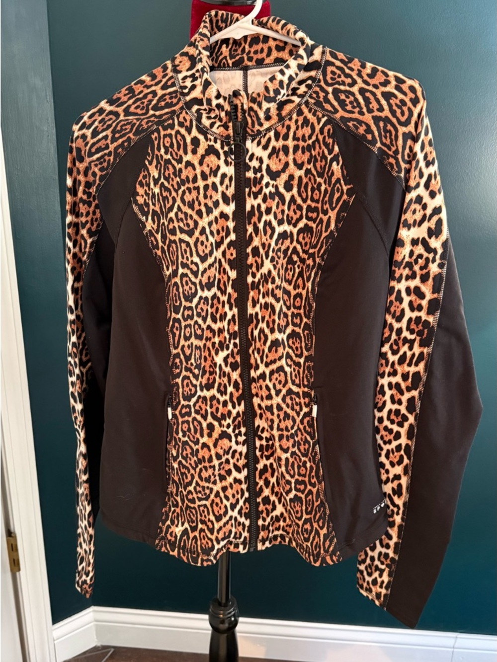 Leopard Print Zip-Up Jacket - Women's Black & Tan - Juicy Couture